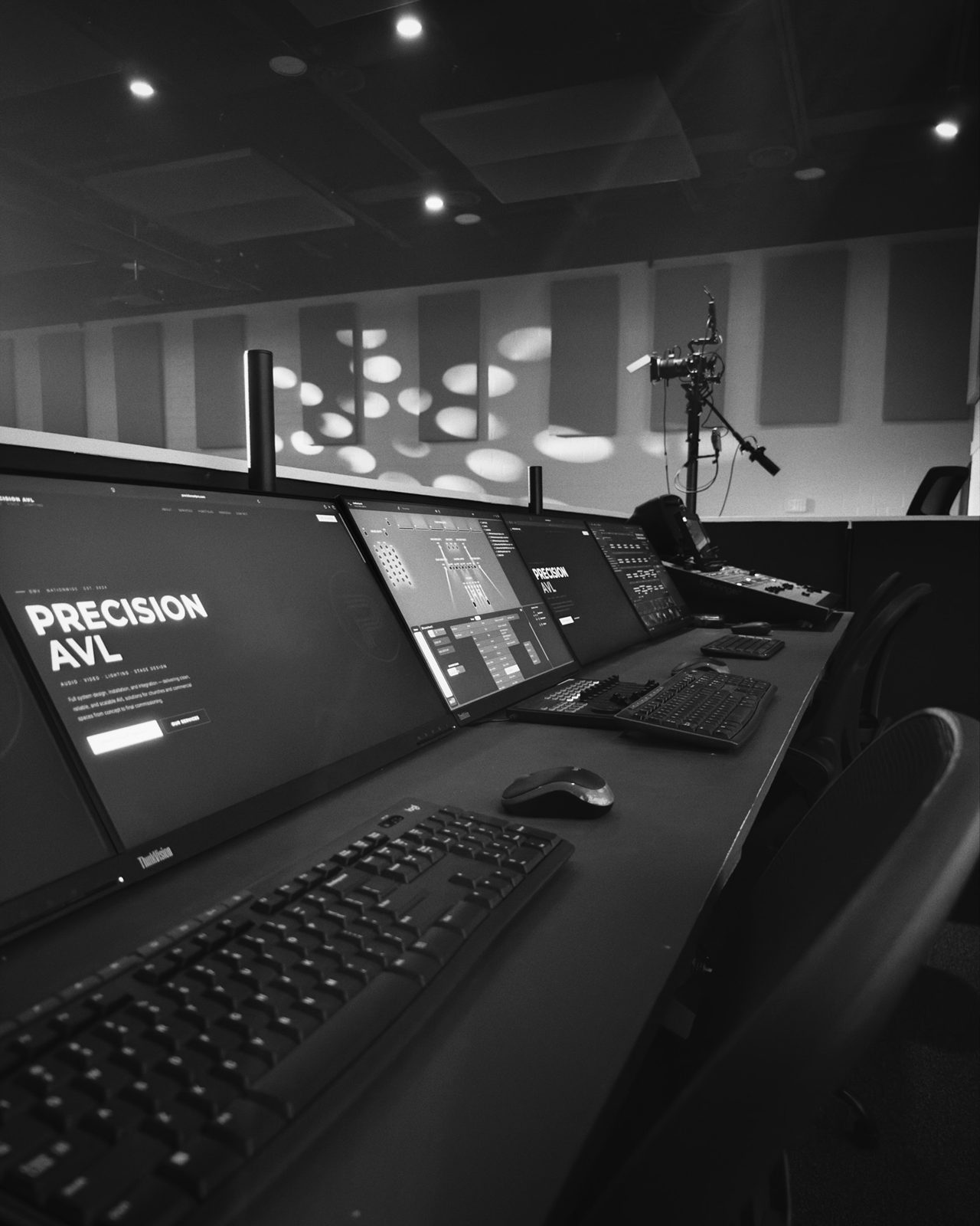 Production workstations in the booth